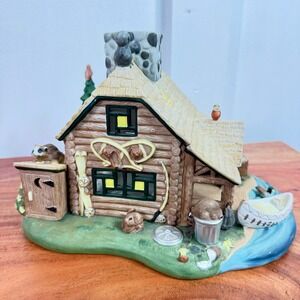 Partylite Gone Fishin' Tealight House P7305 Fishing Cabin Village Scene Vintage